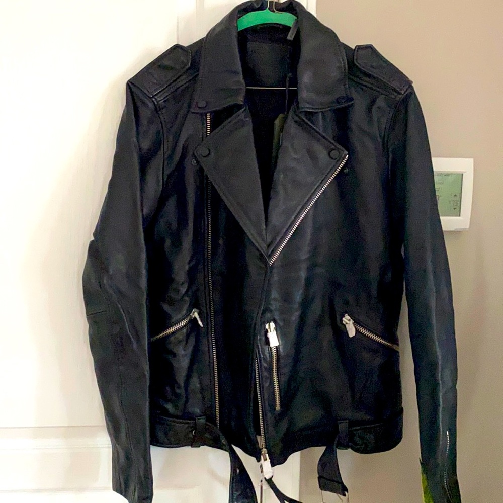 NWT All Saints kahawa Leather Biker Jacket S